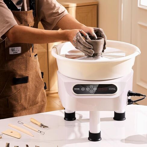 VEVOR Pottery Wheel, 11 inch Pottery Forming Machine, 450W Electric Wheel for Pottery with Foot Pedal and LCD Touch Screen, Direct Drive Ceramic Wheel with 3 Support Legs for Art Craft DIY, White in Saudi Arabia