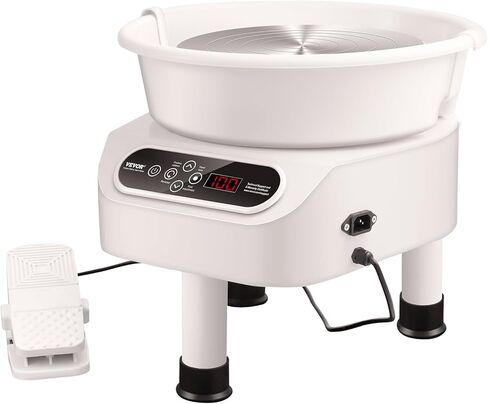 VEVOR Pottery Wheel, 11 inch Pottery Forming Machine, 450W Electric Wheel for Pottery with Foot Pedal and LCD Touch Screen, Direct Drive Ceramic Wheel with 3 Support Legs for Art Craft DIY, White in Saudi Arabia