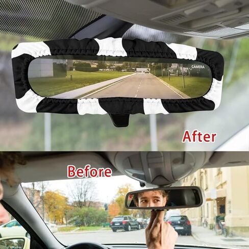 GIFTPUZZ Purple Bling Rearview Mirror Cover, Elastic Auto Rear View Mirror Protector, Rear View Mirror Decorative for Women Girls, Car Interior Accessories Universal for Car, SUV, VAN in Saudi Arabia
