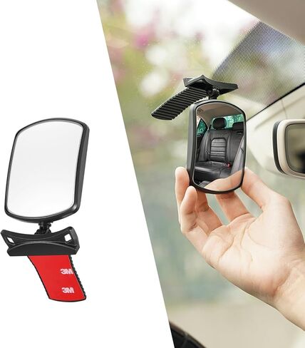 UGSHY قطعة واحدة من مرآة الرؤية الخلفية الداخلية للسيارة، مرآة مساعدة، مرآة منحنية صغيرة قابلة للطي بزاوية 360 درجة، ملحقات تعديل الديكور ذاتية اللصق، مناسبة لمعظم الموديلات (أسود) in Kuwait