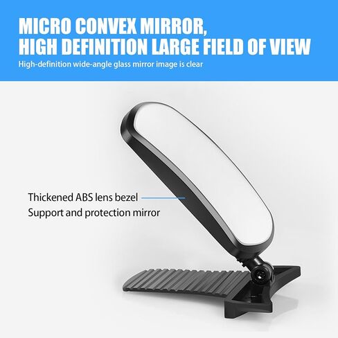 UGSHY قطعة واحدة من مرآة الرؤية الخلفية الداخلية للسيارة، مرآة مساعدة، مرآة منحنية صغيرة قابلة للطي بزاوية 360 درجة، ملحقات تعديل الديكور ذاتية اللصق، مناسبة لمعظم الموديلات (أسود) in Kuwait