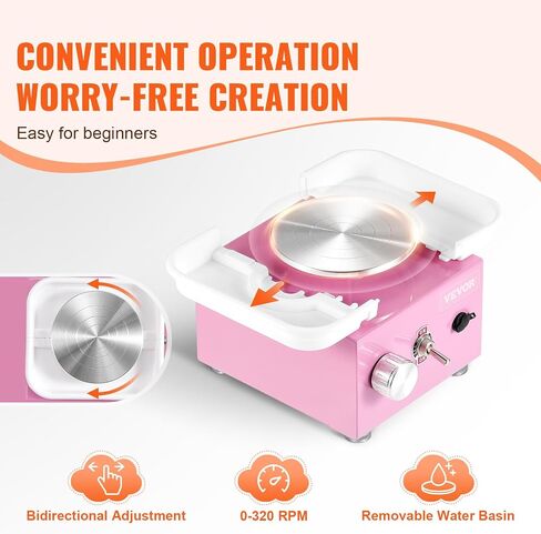 VEVOR Pottery Wheel, 11 inch Pottery Forming Machine, 450W Electric Wheel for Pottery with Foot Pedal and LCD Touch Screen, Direct Drive Ceramic Wheel with 3 Support Legs for Art Craft DIY, White in Saudi Arabia