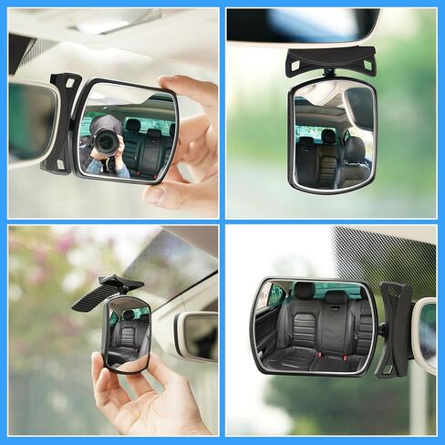UGSHY قطعة واحدة من مرآة الرؤية الخلفية الداخلية للسيارة، مرآة مساعدة، مرآة منحنية صغيرة قابلة للطي بزاوية 360 درجة، ملحقات تعديل الديكور ذاتية اللصق، مناسبة لمعظم الموديلات (أسود) in Kuwait