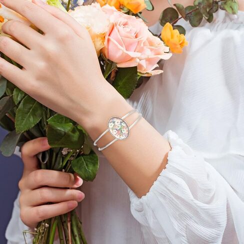 BUUFAN 24PCS Bezel Blank Bangle 25MM Adjustable Bezel Tray Settings Bracelets with Clear Glass Cabochon Base for Crafting DIY Jewelry Making in Kuwait