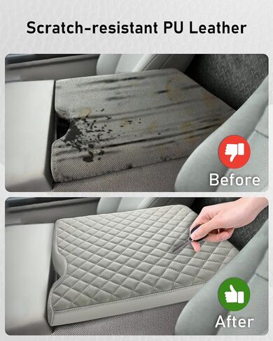 BELINOUS Center Console Cover Compatible with 2015-2023 Ford F150, 2017-2023 F250 F350 F450 F550 with 40/20/40 Jump Seat, PU Leather Armrest Cushion Protector (Black) in Kuwait