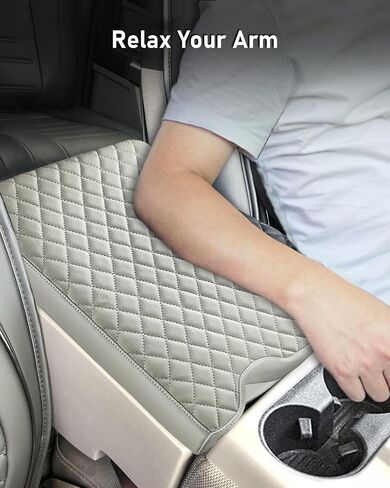 BELINOUS Center Console Cover Compatible with 2015-2023 Ford F150, 2017-2023 F250 F350 F450 F550 with 40/20/40 Jump Seat, PU Leather Armrest Cushion Protector (Black) in Kuwait