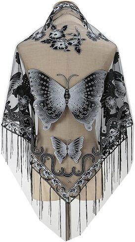 Ralcosuss Women’s Butterfly Shawl and Wrap Lace Hollow Out Triangle Pashmina Scarf for Wedding Evening Party Dresses in Saudi Arabia