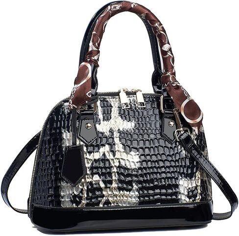 Nevenka Womens Patent Leather Handbag Purse Top-handle Shell Bags Crossbody Shoulder Bag With Adjustable Strap in Saudi Arabia