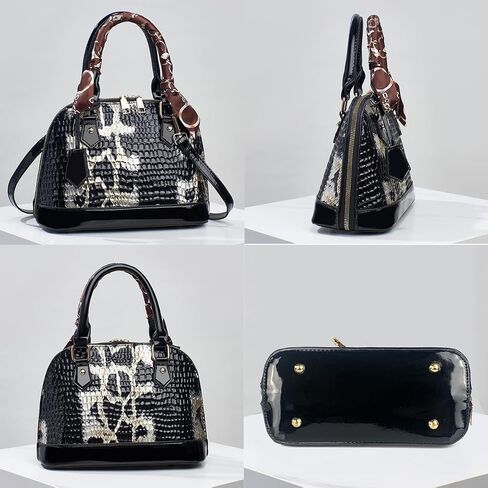 Nevenka Womens Patent Leather Handbag Purse Top-handle Shell Bags Crossbody Shoulder Bag With Adjustable Strap in Saudi Arabia