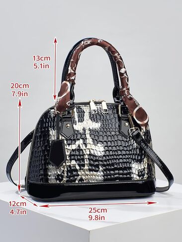 Nevenka Womens Patent Leather Handbag Purse Top-handle Shell Bags Crossbody Shoulder Bag With Adjustable Strap in Saudi Arabia