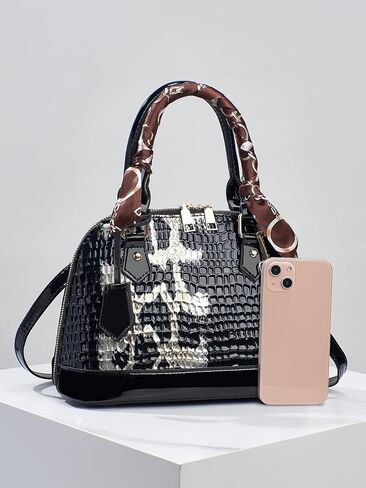 Nevenka Womens Patent Leather Handbag Purse Top-handle Shell Bags Crossbody Shoulder Bag With Adjustable Strap in Saudi Arabia