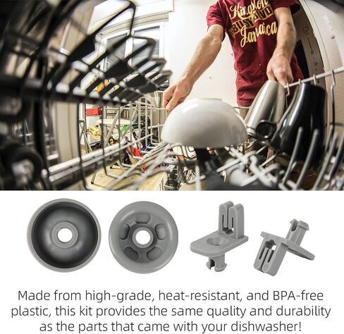 (8 Pack) Exact Replacement Dishwasher Dishrack Rollers and Studs - Lower Rack Wheel Kit Compatible with GE, Kenmore, and Hotpoint Dishwashers Part Number WD35X21038 in Kuwait