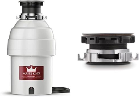 Waste King Legend Series 1 HP Continuous Feed Garbage Disposal with Power Cord - (L-8000) & Garbage Disposal Dishwasher Connector Kit - 1023 in Kuwait