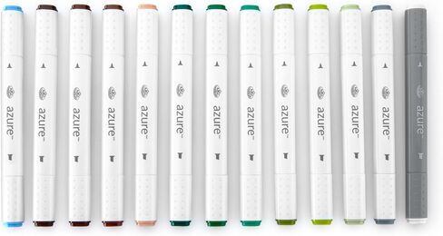 Royal & Langnickel Azure, 13pc Dual-Tip, Alcohol Based Marker Set, Includes - 12 Markers & 1 Blender, Forest Colors in Kuwait