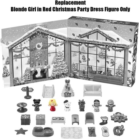 Mattel Replacement Part for Fisher-Price Little People Playset - HMK85 ~ Blonde Girl Wearing Red Christmas Party Dress Figure ~ Inspired by Barbie ~ Works great with any Little-People Playset in Saudi Arabia