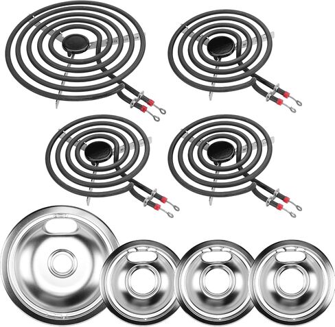 Cenipar W10196405 Range 8 inch drip bowl &W10196406 Range 6 inch drip bowl(3 Pack) chrome plated for Electric Surface Burner in Saudi Arabia