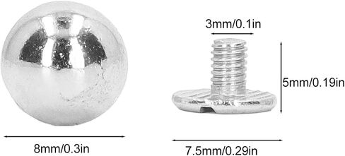 TOPINCN Leather Rivets Kit 100 Sets Collars Leather Skirt 8Mm Bags Studs Mushroom Screws Semicircle Accessories Leathercraft Rivets (Silver) in Saudi Arabia