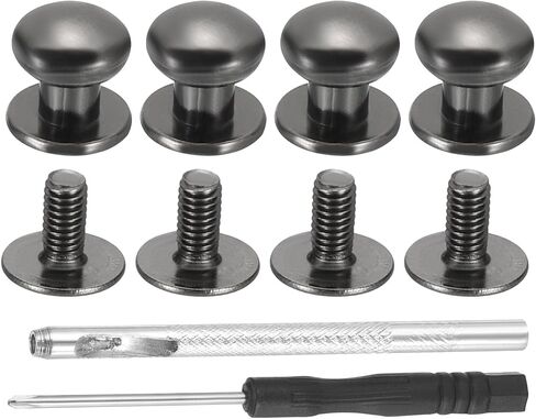 PATIKIL 9x8x6mm Spikes for Clothes, 30 Set Metal Button Spikes with Punch & Screwdriver Screw Kit Flat Head Rivets Screw DIY Leather Barrel Studs Hardware Trim Craft, Silver in Saudi Arabia