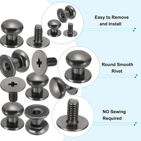 PATIKIL 9x8x6mm Spikes for Clothes, 30 Set Metal Button Spikes with Punch & Screwdriver Screw Kit Flat Head Rivets Screw DIY Leather Barrel Studs Hardware Trim Craft, Silver in Saudi Arabia