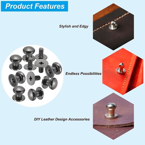 PATIKIL 9x8x6mm Spikes for Clothes, 30 Set Metal Button Spikes with Punch & Screwdriver Screw Kit Flat Head Rivets Screw DIY Leather Barrel Studs Hardware Trim Craft, Silver in Saudi Arabia
