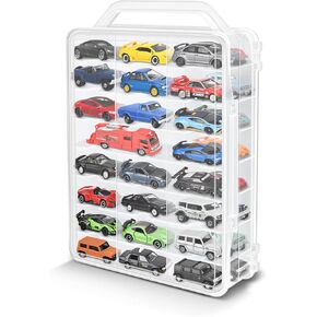Car Model Storage Case Box, Portable Suitcase for 46 H0T WHEELS or Matchbox Cars with Individual Parking Space and Dust Proof -(Ultimate Plastic)