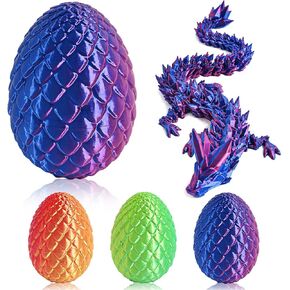 3D Printed Dragon Eggs - Dragon Eggs Contain Dragon - Cool Crystal Dragon - Office and Home Decor Artwork - Funny and Mysterious Toys - Dragons with Flexible Joints (Laser Purple Edition[with Eggs]