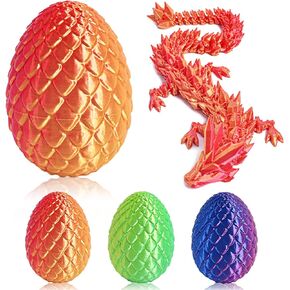 3D Printed Dragon Eggs - Dragon Eggs Contain Dragon - Cool Crystal Dragon - Office and Home Decor Artwork - Funny and Mysterious Toys - Dragons with Flexible Joints (Laser Purple Edition[with Eggs]