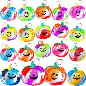 100 Packs Bulk Halloween Pumpkin Fidget Bubble Mini Pop Keychain，Birthday Party Favors Supplies and Student Prizes