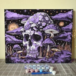Tucocoo Sun and Moon Paint by Numbers for Adults DIY Green Plant Paint by Number for Adults Beginner Burning Sun Painting Picture for Home Wall Decoration 16x20inch Unframed