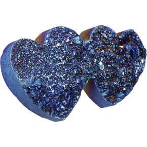 Amogeeli Titanium Coated Double Heart Shaped Rock Crystal Cluster, Stone Decoration for Home & Office