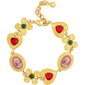 Colorful Byzantine Medieval Renaissance Bold Chunky Costume Statement Link Bracelet for Women