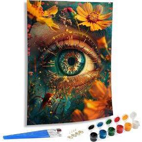 SKRYUIE Eye Paint by Numbers Kit for Adults, Flower Acrylic Oil Paint by Numbers Kits for Adults Beginner Canvas with Paintwork Art Crafts for Home Decor 16x20 inch k5