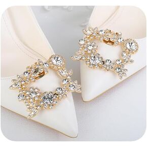 JWICOS 2Pcs Square Rhinestone Shoe Clips Bride Shoe Charms Rhinestone Women Shoe Jewelry Decorative Shoe Buckles Accessories
