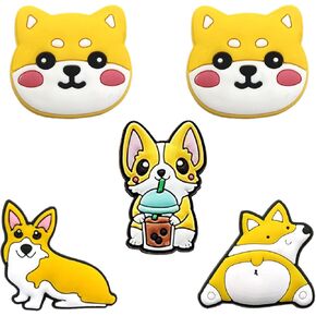 Dog Shoe Charms for Clog Shoes Decoration:Dog Charms for Shoes Puppy Pet Shoe Charm for Kids Adults Dog Lover, PVC Shoe Charm Accessories Decoration Party Favor Holiday Birthday Gifts (Corgi -5 Pcs)