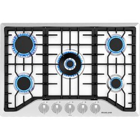 موقد غاز 30 بوصة، موقد غاز GASLAND Chef PRO GH2305SF ذو 5 شعلات، مواقد غاز مدمجة NG/LPG قابلة للتحويل، قابس كونترتوب غاز مع حماية حرارية، فولاذ مقاوم للصدأ