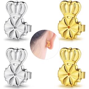 DELECOE Earring Lifters Hypoallergenic Earring Backs for Droopy Ears Adjustable 14K Gold Plated Secure Earring Backs Repacements for Heavy Studs Droopy Earrings (Gold&Silver)