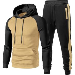 AoShuang Men's 2 Piece Tracksuit Set, Jogging Activewear with Long Sleeve Pullover Hoodies, Casual Sweatsuit for Men