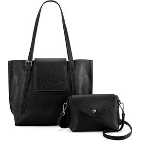 Montana West Wrangler Tote Handbags for Women Vegan Leather Shoulder Tote Purse with Small Crossbody Bag