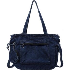 Denim Tote Bag, Large Capacity Jean Purses for Women Denim Crossbody Handbags with Small Purse in Kuwait
