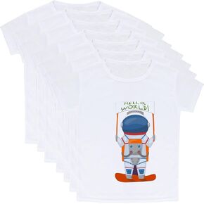 8 Pieces Kids White Sublimation T-Shirt DIY Blank Tshirt Crew Neck Short Sleeve for Boys Girls Summer DIY Printing