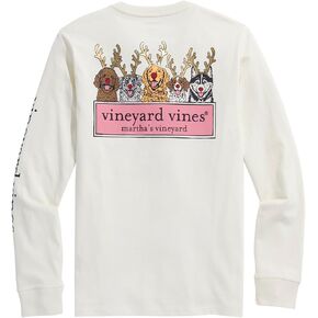 vineyard vines Boys' Reindeer Pups Logo Box Long-Sleeve Tee