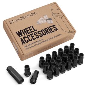 StanceMagic 20pcs Neochrome 12x1.25 Extended Tuner Lug Nuts - Open End, Cone Taper Acorn Seat, 50mm (2") Length, 22mm (0.87") Width, 17mm 11/16" Hex - Compatible with Nissan Infiniti Subaru and More