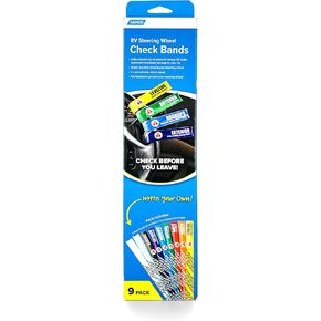 Camco RV Steering Wheel Check Bands - Pre-Labeled and Customizable Important Task Reminders to Place on Your RV Steering Wheel So You Won't Forget |Excellent for Camping and Traveling - (53098)