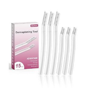 Dermaplane Razor for Women Face, 15 Pcs Microblade Eyebrow Razors, Multipurpose Dermaplaning Tool for Face, Peach Fuzz Removal, Face shavers for Women and Men (Transparent)