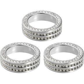 3 Pcs AC Climate Control Knob Rings Compatible for Honda Accord Sedan Touring Sport EX EX-L LX 18-22, Durable Aluminum Alloy Silver Tone Interior Air Conditioner Climate Control