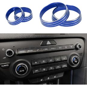 AC Air Conditioner Media Volume Control Switch Knob Cover Ring for Kia Sportage QL 2017 Sturdy | Interior Decal Trim Silver Tone 4 Pcs
