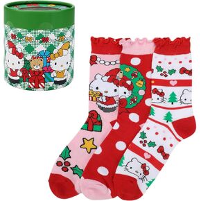 Bioworld Hello Kitty Holiday Icons Women’s 3-Pair Crew Socks Box Set