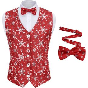Colorful House Men Ugly Christmas Suit Vest and Tie Set Adult Funny Holiday Vest Christmas Waistcoat Vest Costume