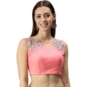 flaher Women Embroidered Padded Saree Blouse