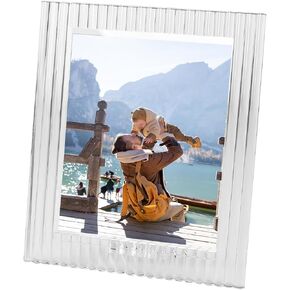 10x12 Striped Picture Frame with Crystal for Wedding(Fit 8x10 Max Photos),Crystal Photo Frames with Sparkling Design,Tabletop Display Decor Frame,Comes with Gift Box